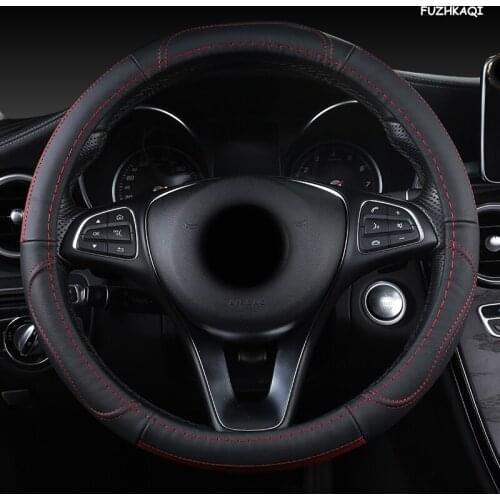 FUZHKAQI Leather Car Steering Wheel Cover For Fiat 500 500X Ducato Grande Punto Tipo Panda Freemont Bravo Stilo