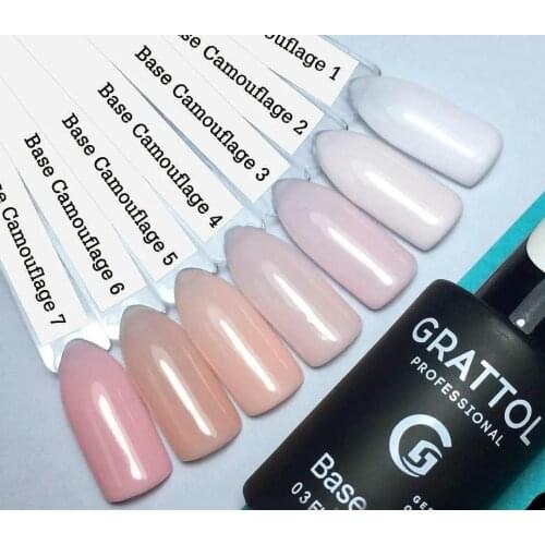 GRATTOL Professional 9ml Camouflage color Base Coat Series Nude UV Color Gel Nail Polish Rubber Color Base Gel Lacquer 2 in 1
