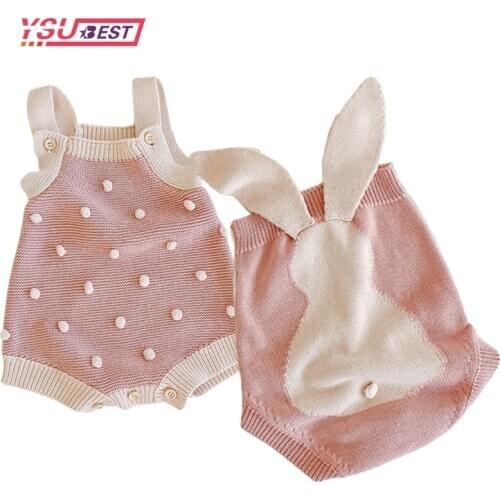 Knitted Baby Clothes Winter Summer Baby Jumpsuit Sleeve Rabbit Ball Cotton Newborn Baby Rompers Infant Baby Girl Romper Jumpsuit