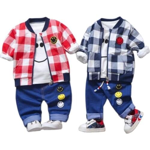 2019 baby girls boys 3pcs clothing sets Leisure time spring and autumn children coat +T-shirt + pants tracksuits kids clothes