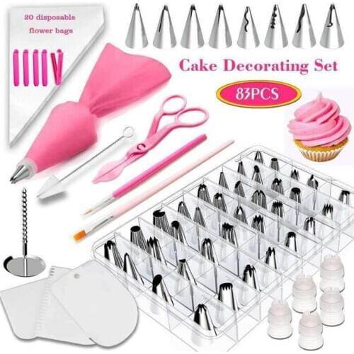 Pastry Nozzles/Converter Pastry Bag 83Pcs/Set Confectionery Nozzle Stainless Cream Baking Tools Decorating Tip Sets Cake Scraper