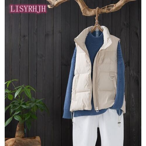 LISYRHJH 2020 Female Winter Vest Women Waistcoat Sleeveless Jacket Stand Collar Warm Velvet Vest Outwear Colete Feminino