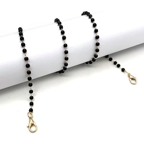 Fashion Acrylic Crystal Glasses Neck Strap Chain Acrylic Crystal Black Beads Eyeglasses Necklace Metal Sunglasses Cord Lanyard