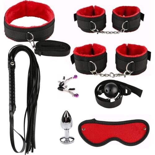11Pcs Sex Toys Kit BDSM Bondage Whip Handcuffs Butt Plug Sexy Adult Game Tools
