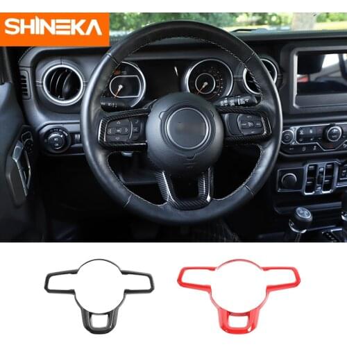 SHINEKA Interior Stickers For Jeep Gladiator JT Car Steering Wheel Panel Decoration Cover Accessories For Jeep Wrangler JL 2018