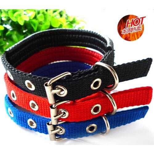 Nylon Pet Dog Collar Durable Adjustable Soft Nylon Pet Puppy Cat Dog Collar with Buckle Dog Leash Training Lead Strap Collar