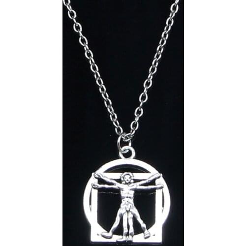 New Fashion Necklace 26x22mm Da Vinci Human Figure Pendants Short Long Women Men Colar Gift Jewelry Choker