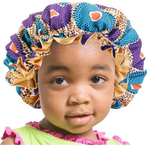 New Extra Large Sleep Cap kids Double Layer Adjustable African Ankara Satin Bonnet sleep turban hat Night Sleep Beanie Chemo Cap