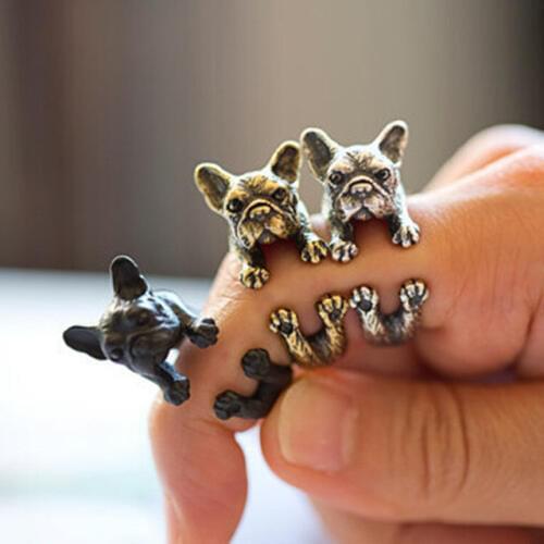 OneckOha Fashion Jewelry French Bulldog Hippie Chic Ring Vintage Animal Dog Rings For Men Women