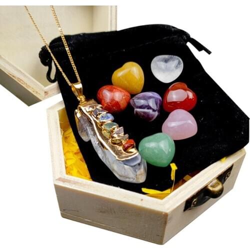 Wholesale 8 Pcs Love Heart Many Colors Quartz Stone Pendant Healing Reiki Chakra Rock Crystal Jewelry