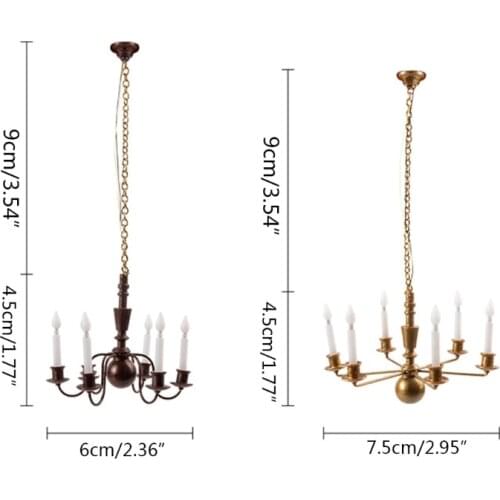 1 Set Kid’s Realistic Dollhouse Furniture Chandelier Light Preschool Pretend Play Sand Table Toy Scaled Model LED Ceiling Lamp