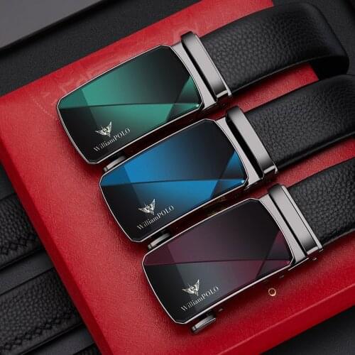 Colorful Belt for Men Automatic Buckle Genuine Leather Luxury Brand Design Smart Trouser Belt Male 2020 Fashion Business Leisure