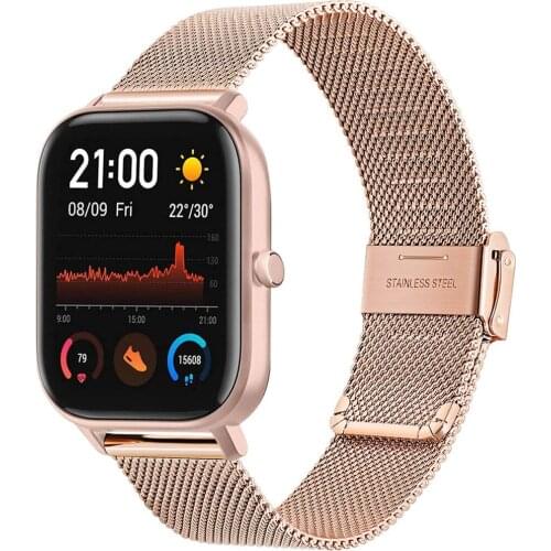 Milanese Strap For HUAWEI GT2 Stainless Steel Metal Mesh Watch Band for Amazfit GTS /Bip / Bip Lite Bracelet