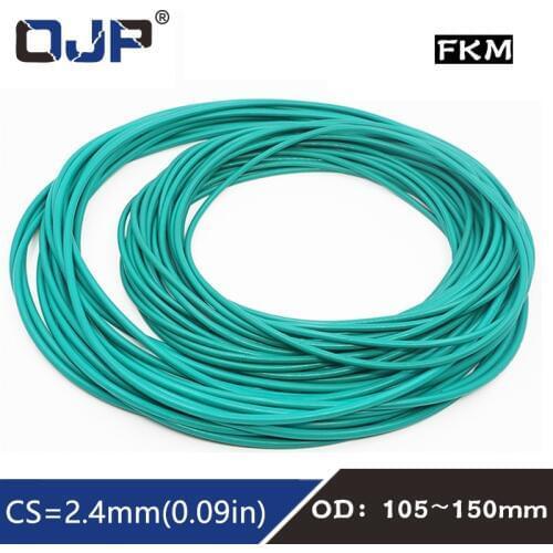 1PC Rubber Ring Green FKM O ring Seal 2.4mm Thickness OD105/110/120/140/150mm fkm Rubber O-Rings Oil ORing Fuel Gasket Washer