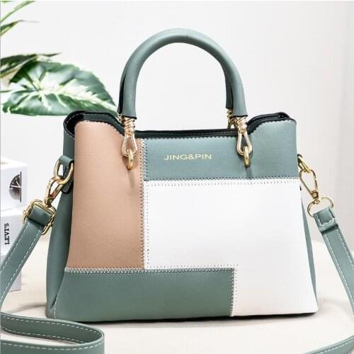 New Contrast Color Luxury Handbags Women Bags Elegant Ladies Shoulder Bag Leather Female Totes Ladies Commute Cross Body Bag