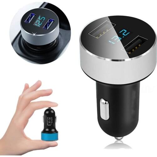 3.1A Dual USB Universal Car Charger with LED Display Cigarette Lighter Adapter Splitter Potable Auto Small Charger