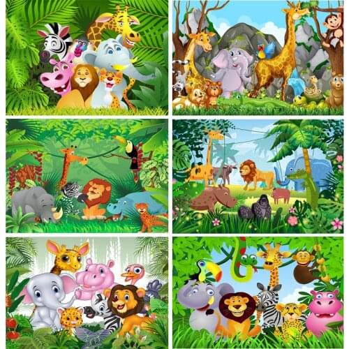Vinyl Cusrtom Photography Backdrops Cartoon Animals Zoo Kids Baby Birthday theme Photo Studio Backgrounds YAXU-201