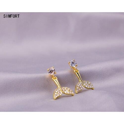 Womens 925Silver Pin Mermaid Earring Fish Tail Elegant Dolphin Fashion Xianqi Personality Simple Alloy Decoration Jewelry Gift