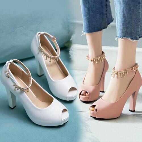 Women Summer shoes Fish Mouth high heel ladys Platform Heel Womens Shoes evening dress wedding shoes femal zapatos de mujer 43