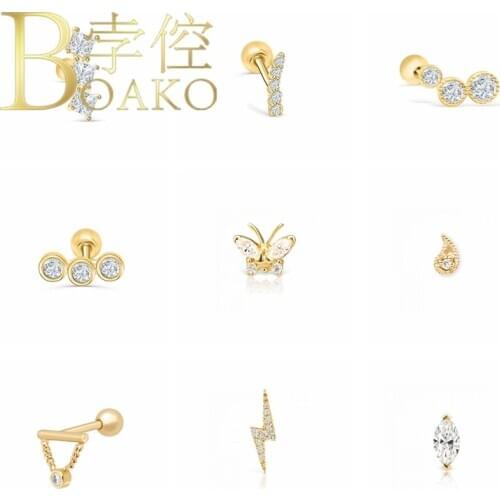 BOAKO Butterfly Earrings For Women 925 Sterling Silver Piercing Oreille Stud Earrings Diamond Kolczyki Damskie Earcuff #9.6