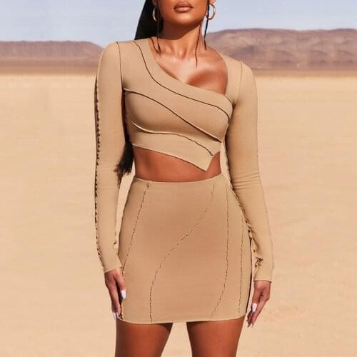 White Striped Casual Outfits Women Two Piece Set Crop Tops and Bodycon Skirts Suit Female Spring Streetwear Matching Sets
