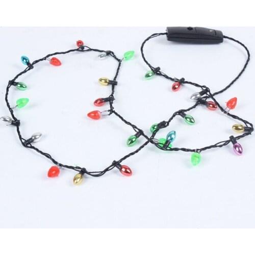 1 Pcs Mini Flashing Light-up Blinking Christmas Lights Costume Necklace 8 LED Bulbs HSJ88