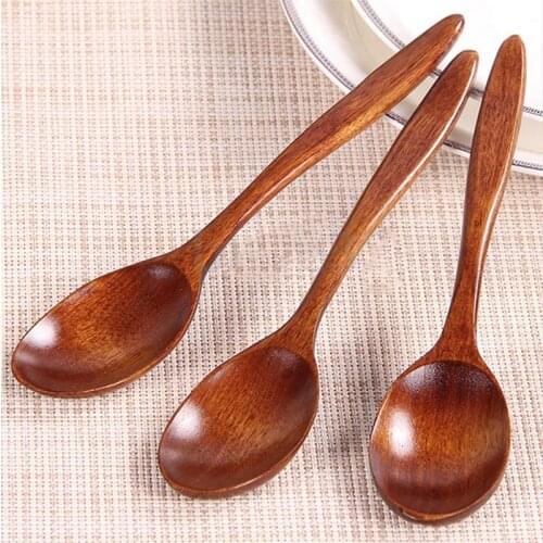 2pcs/lot 18CM High Quality Wave Wood Spoon Flatware Soup Tool Stirring Kitchen Coffee Ice Cream Honey Spoon Dessert V6A4