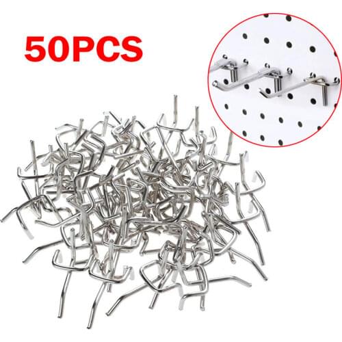 50PCS Carbon Steel Pegboard Hook Supermarket Shelves Garage Work Shop Rack Hanging Tool Hook Snacks Sundries Display Hook