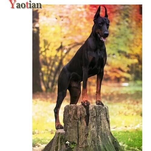 5D Diamond Painting Doberman Animal Diamond Embroidery Full Square Round Drill Dog Woods Puzzles Handwork Gifts New Year Gift