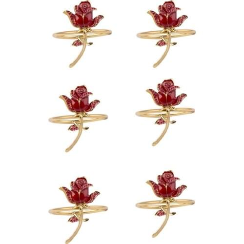 6 Pcs Napkin Rings Delicate Table Decors for Christmas Holiday Wedding Banquet Birthday Daily Table Deco