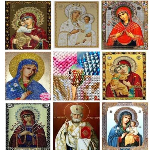 30*40Religious Crystal Round Diamond Embroidery Icon Religion Women Resin Diamond with Picture Mosaic Diamond Painting Religious