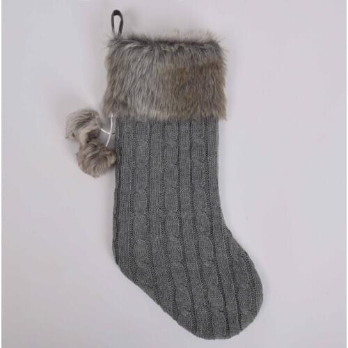 Free shipping Cable Knit Christmas Gifts Socks/Christmas Decoration/ Knitting with Faux Fur Cuff Christmas Stockings