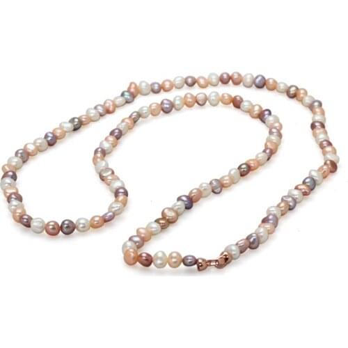 Hand knotted natural 80cm mixed color baroque irregular multi-layer freshwater pearl bracelet necklace fashion jewelry