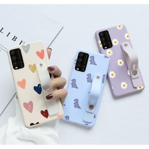 Wrist Strap Case For Xiaomi Redmi 9T Case 6.53" Soft TPU Phone Holder Cover Coque For Redmi 9 T Power redmi9t Fundas Celular Bag