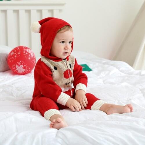 Baby Christmas Clothes Newborn Boys Girls Knitted Romper Toddler Cute Long Sleeve Jumpsuits Sweater Infant Outfits Clothing