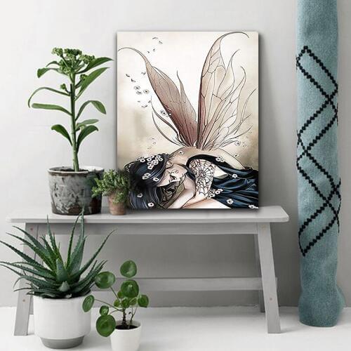 DIY colorings pictures by numbers with colors Butterfly fairy with flowers picture drawing painting by numbers framed Home