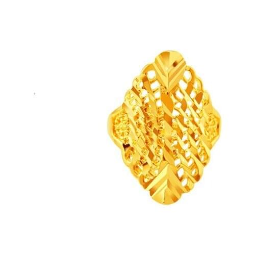 DrBonham 15*20mm Luxury party ring hollow 24kGf dubai gold-color finger rings for women romantic jewelry 24K29