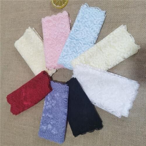 E2669*14CM Lace elastic lace fabric ribbon for fabric wedding elastic lace decoration white large edge