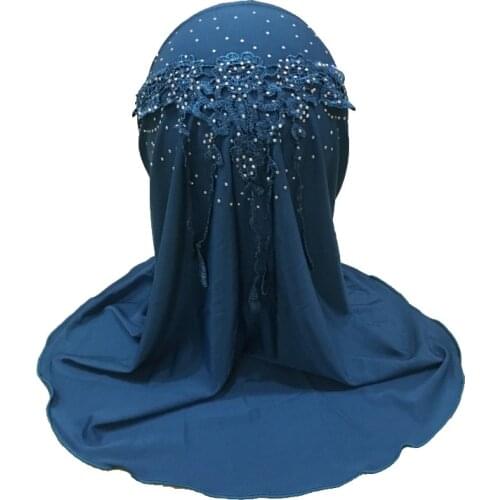 Headscarf With Rhinestones 2021 New Lace Hijab For Muslim Girl Kids Hijab Muslim Fashion Islam Children Turban Al Amira Scarf