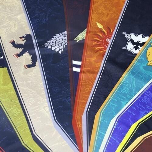 HQ Satin Got Home Decorative Flags Westeros Map 7 Kingdoms House Decorations Banner Gardon Door Valance