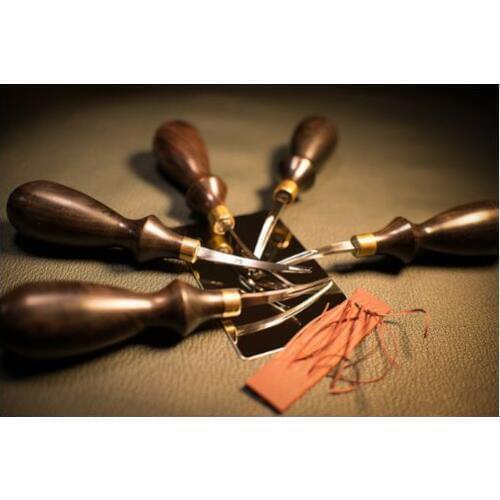 0.6/0.8/1/1.2/1.4mm Professional Belt Making Leather Tool Leathercraft DIY Leather Craft Edge Carving Tool with Ebony Wood Hand