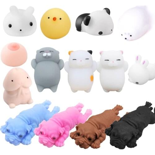 Kawaii Colorful Adorable Animal Hand Wrist Squeezing Fidget Toys Squishy Mini Stress Relief Squeeze Ball Popit Antistress Ball