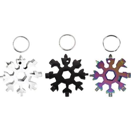 18 In 1 Snowflake Snow Wrench Tool Bike Bicycle Hex Repair Tools Outdoor Survival Hiking Multitool Bottle Opener Screwdriver