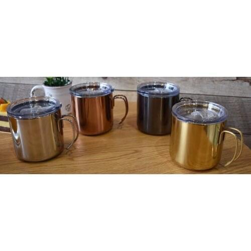 Quevinal30pcs 14oz Wine Glass Cup With Handle & Crystal Clear Lids 400ml Stainless Double Wall Vacuum Insulated mugs Coffee mugs