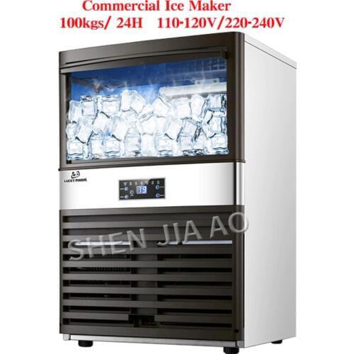 100kg/24H ICE MAKERS 110V/220V Ice making machine Milk Tea room/small bar/Coffee shop fully automatic large ice cube machine