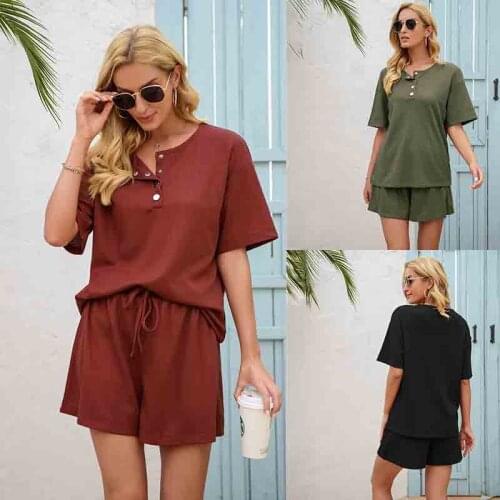 Summer Womens Suit Two Pieces Tracksuit Short Sleeve Sports Suits Women 2021 Casual Tracksuits Elastic Waist Lady Set