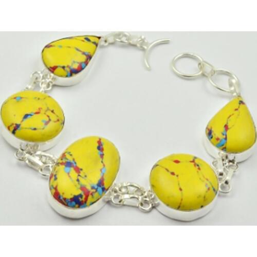 Mosaic Jaspers Bracelet Silver overlay over Copper , 24 cm, B2728