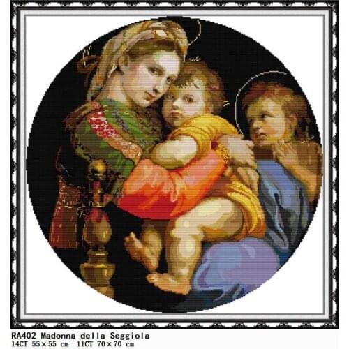 Counted Embroidery Needlework Cross Stitch Kit Stamped Madonna Della Seggiola Pattern 11CT 14CT Printed Canvas Thread Home Decor