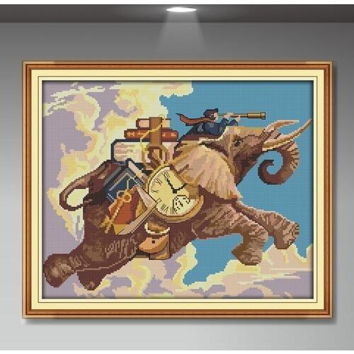 Elephant pattern cross stitch kit 11CT printed cloth 14CT Chinese cross stitch needlework embroidery home decoration painting