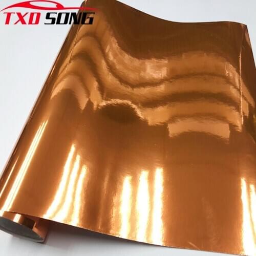 The newest High stretchable Waterproof UV Protected Orange Chrome Mirror Vinyl Wrap Sheet Roll Film Car Sticker Decal Sheet